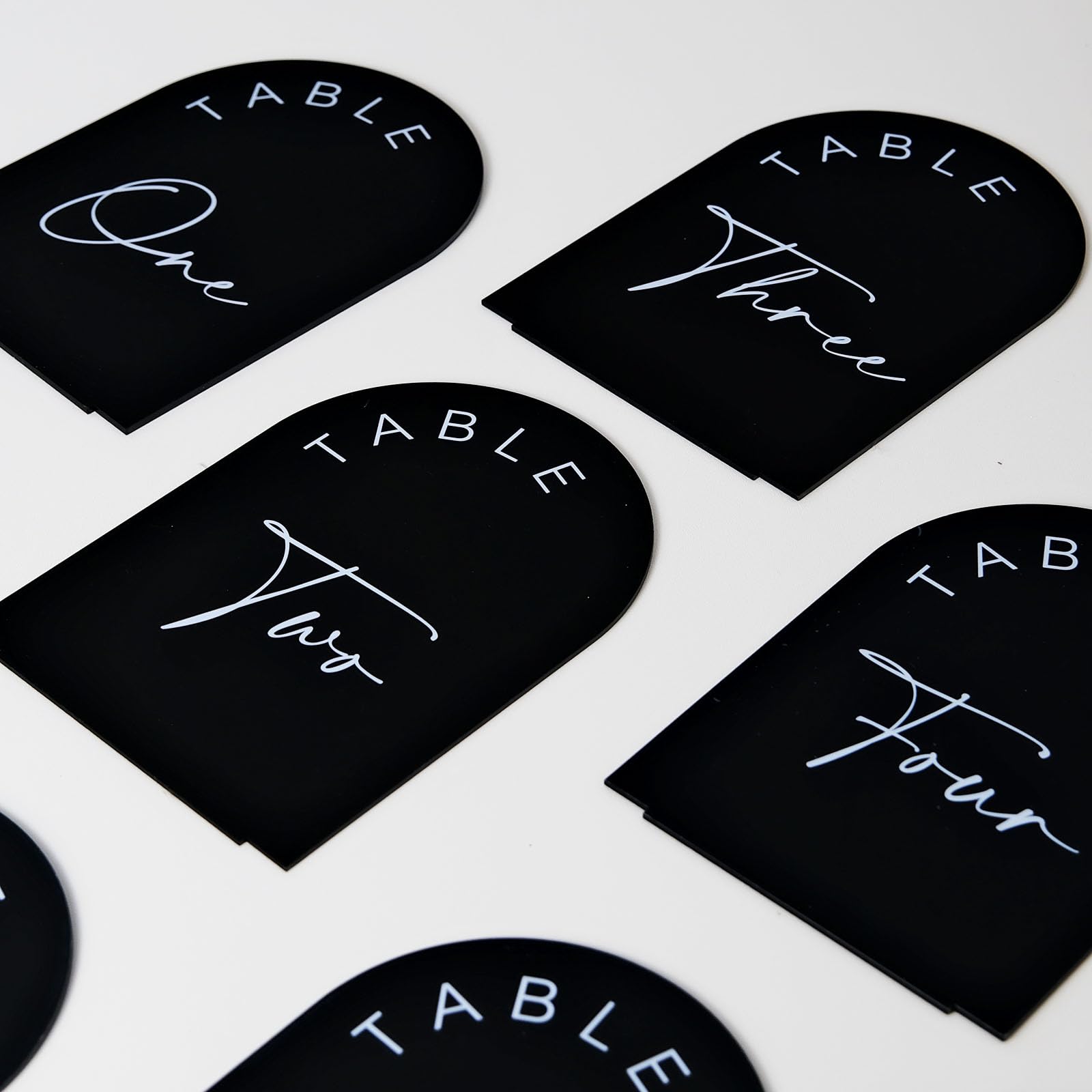 Black Arched Wedding Table Numbers With Stands 1-10, 5X7 Inch Black Acrylic Arch Sign With Holder, Table Number 1-10, 5''X7'')